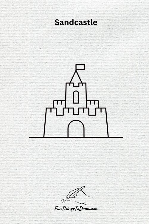 easy sand castle drawing