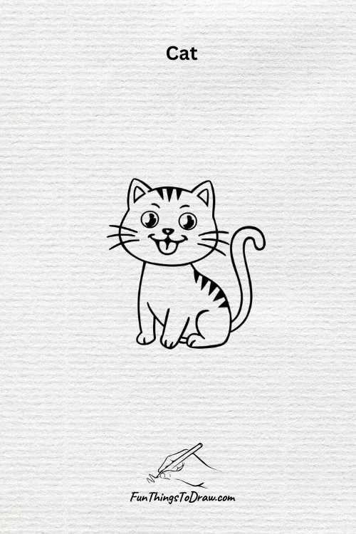 cute cat drawing - Fun Things To Draw When Bored