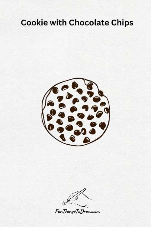 cookie with chocolate chips drawing