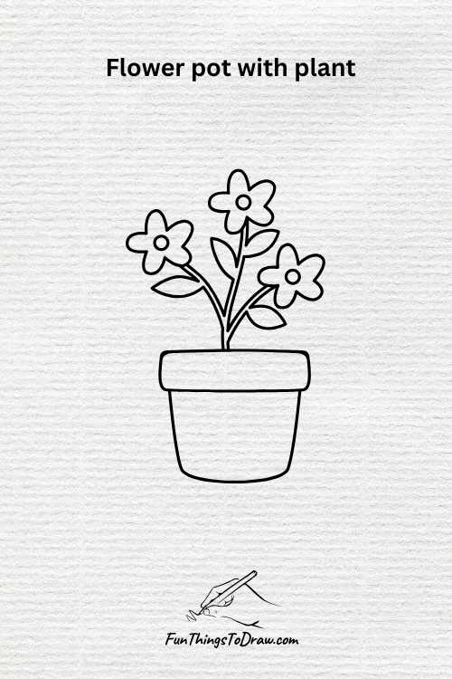 Flower pot with plant drawing