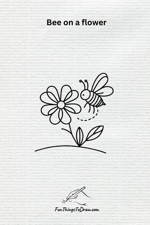 summer drawing ideas -(bee on a flower drawing)