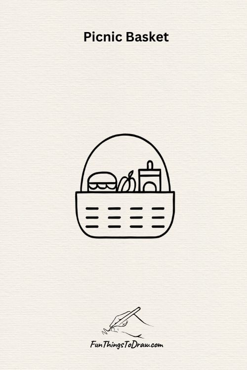 picnic basket (easy summer drawing idea)