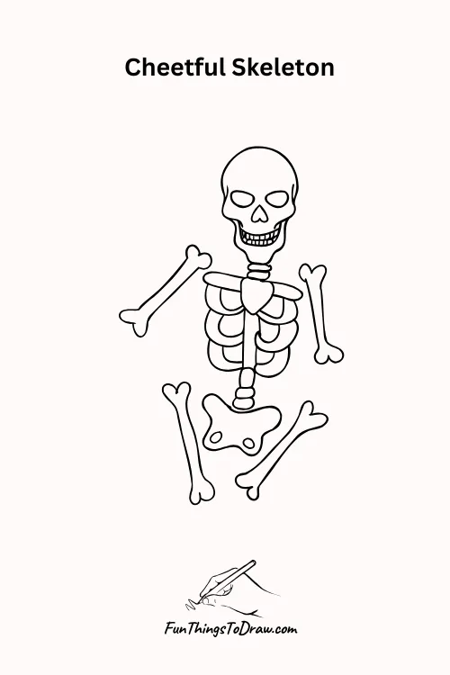 Cheerful Skeleton Halloween Drawing