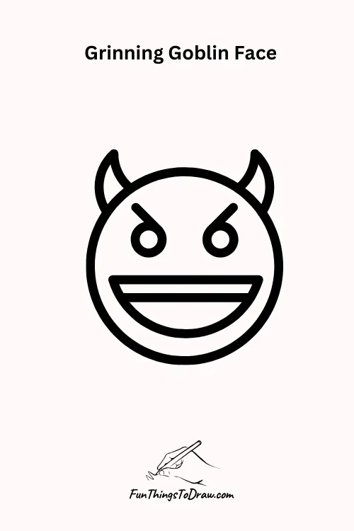 Grinning Goblin Faace Halloween Drawing