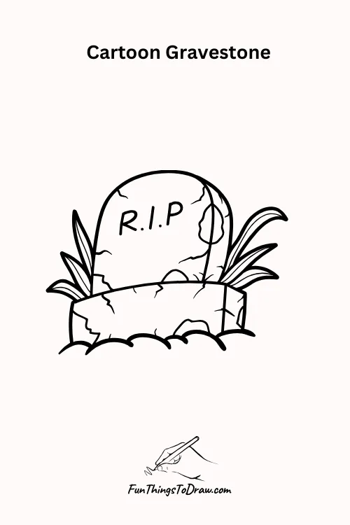 Cartoon Gravestone Halloween Drawing