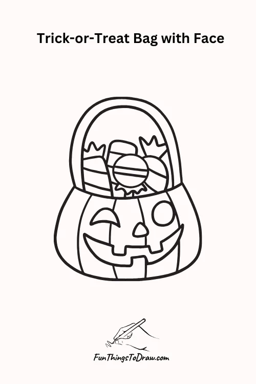 Trick or Treat Bag with Face Halloween Drawing