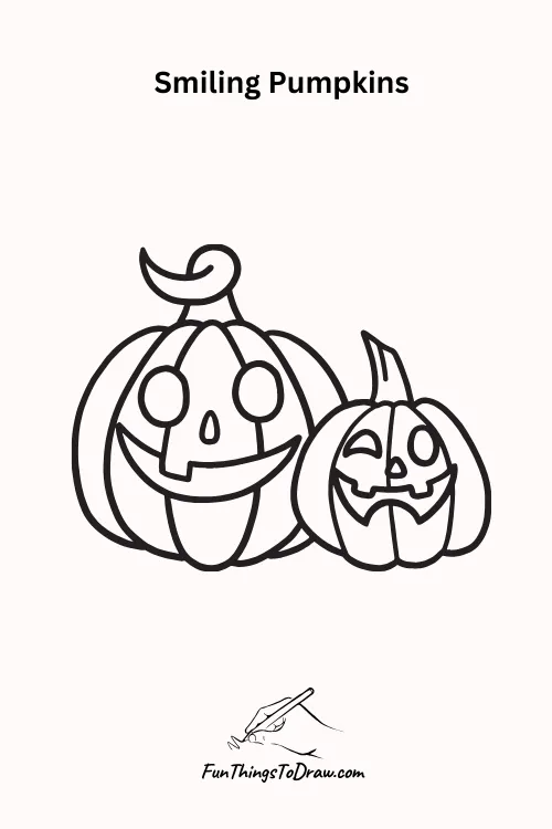 Smiling Pupkins Halloween Drawing