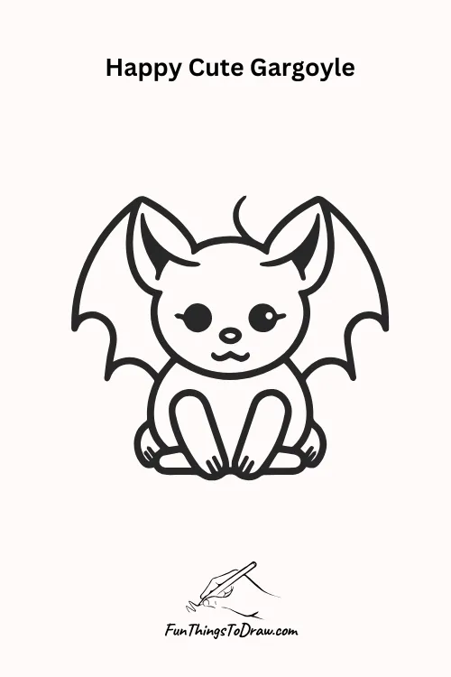 Happy Cute Gargoyale Halloween Drawing