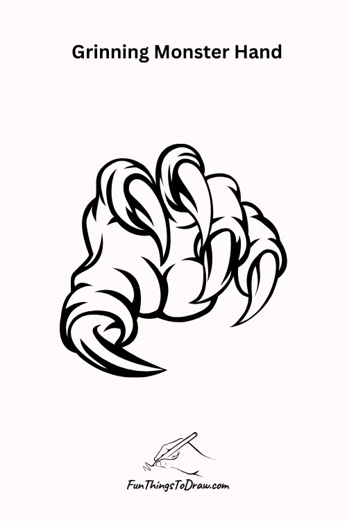 Grinning Monster Hand Halloween Drawing