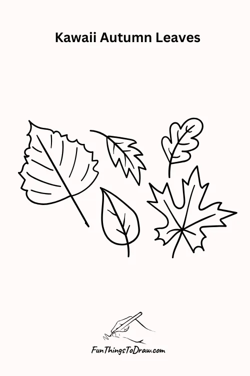 Kawaii Autumn Leaves Halloween Drawing