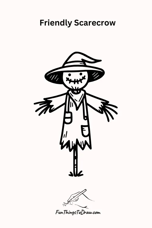 Friendly Scarecrow Halloween Drawing