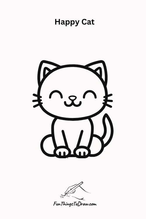Happy Cat Halloween Drawing