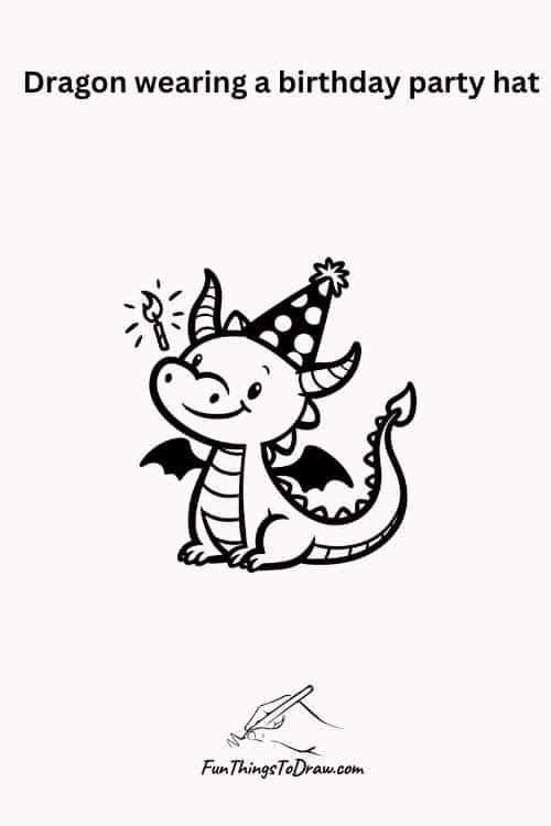 dragon wearing a birthday cap