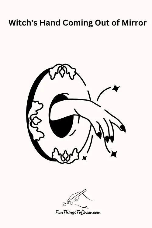 Which Hands coming out of a mirror Halloween Drawing