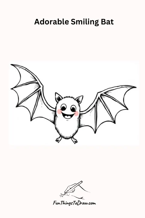 Adorable Smiling Bat Halloween Drawing
