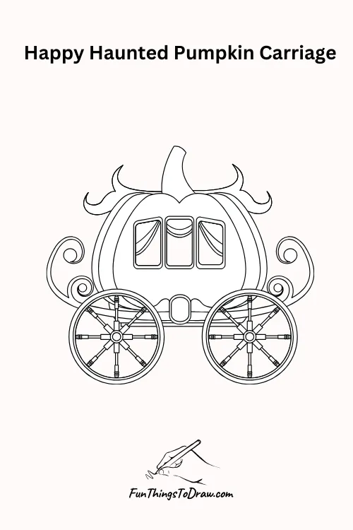 Happy Haunted Pumpkin Carriage Halloween Drawing