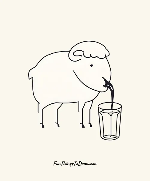 A Sheep Drinking Juice Drawing