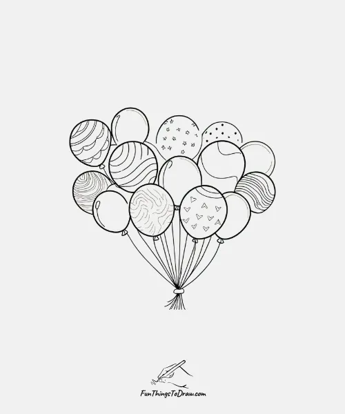 A birthday balloon bouquet drawing