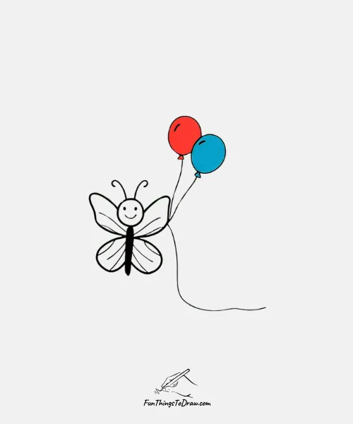 A birthday butterfly with balloons drawing
