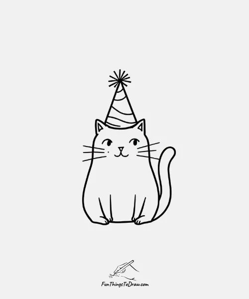 Cat with a Party Hat drawing
