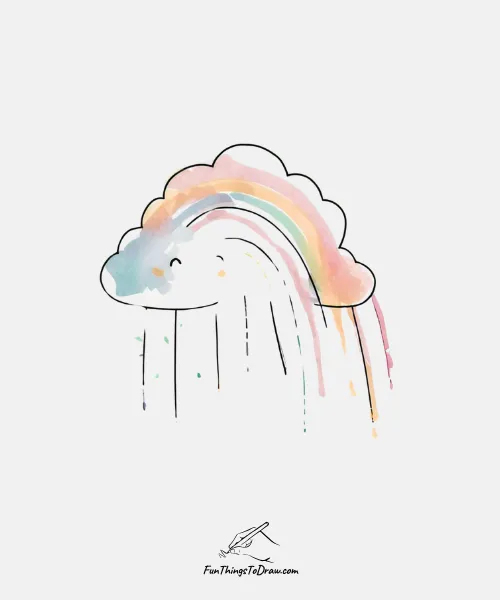 A birthday cloud with rainbows drawing