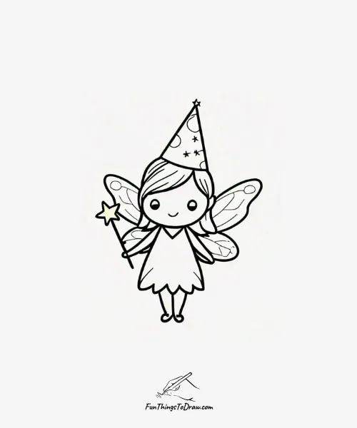 A birthday fairy with a wand drawing