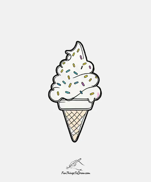 A birthday ice cream cone with sprinkles drawing