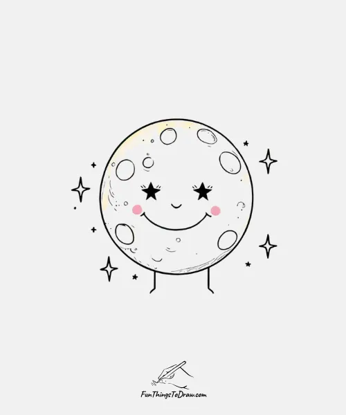 A birthday moon with stars drawing