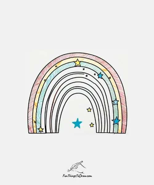 A birthday rainbow with stars drawing