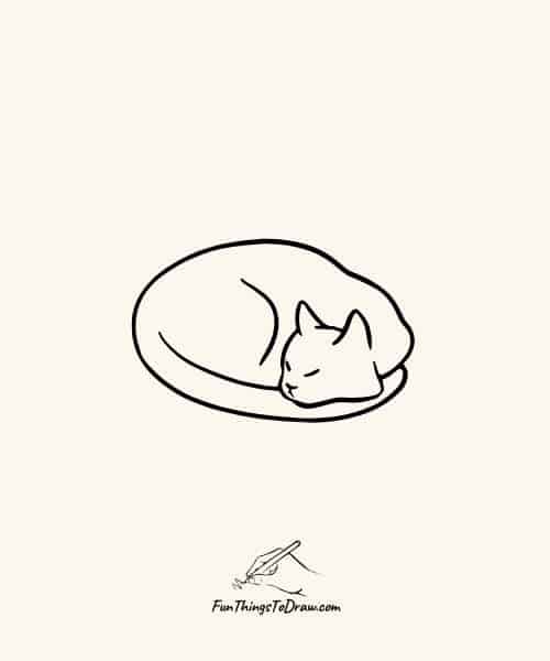 A cat curled up sleeping