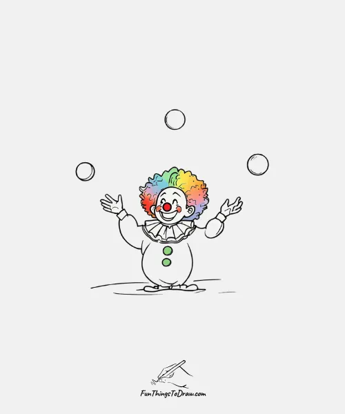 A clown juggling balls drawing