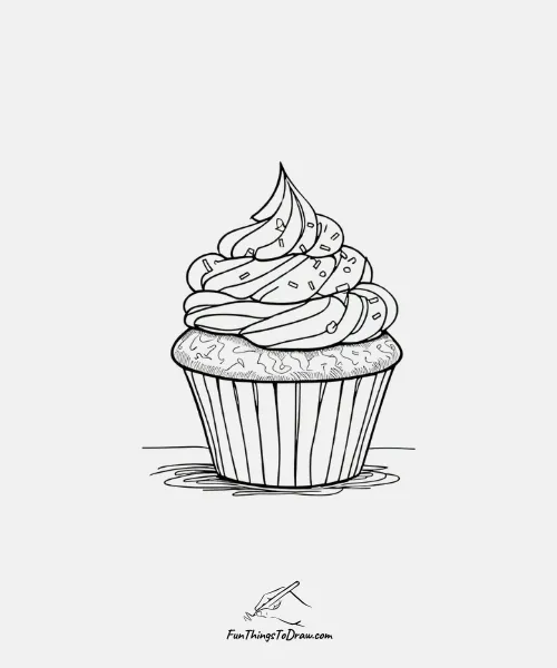 A cupcake with sprinkles drawing