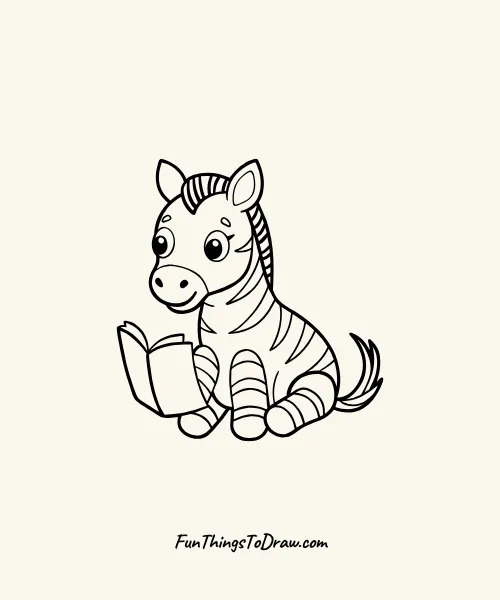 Baby Zebra Reading Book Drawing