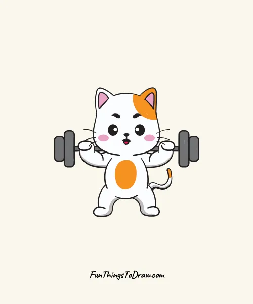 Cute Hamster Lifting Weight Drawing