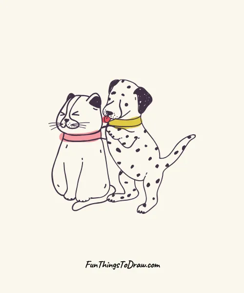 Dog and Cat Friendship Drawing
