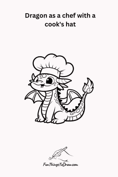 Dragon as a chef with a cook's hat