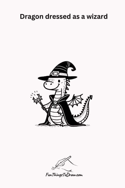 Dragon dressed as a wizard