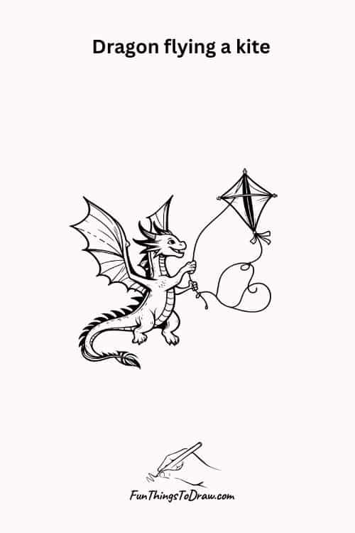 Dragon flying a kite