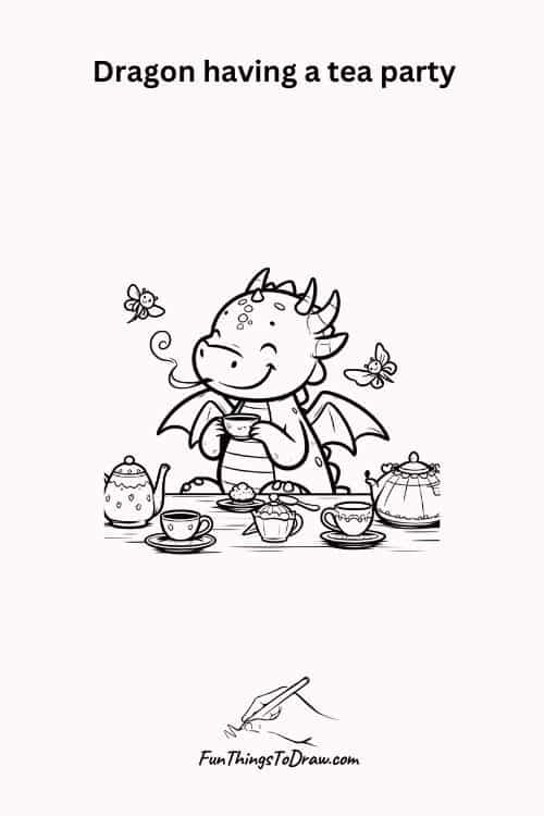 Dragon having a tea party