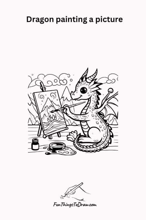 Dragon painting a picture