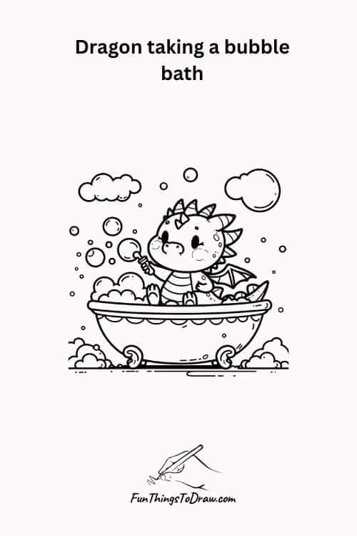 Dragon taking a bubble bath