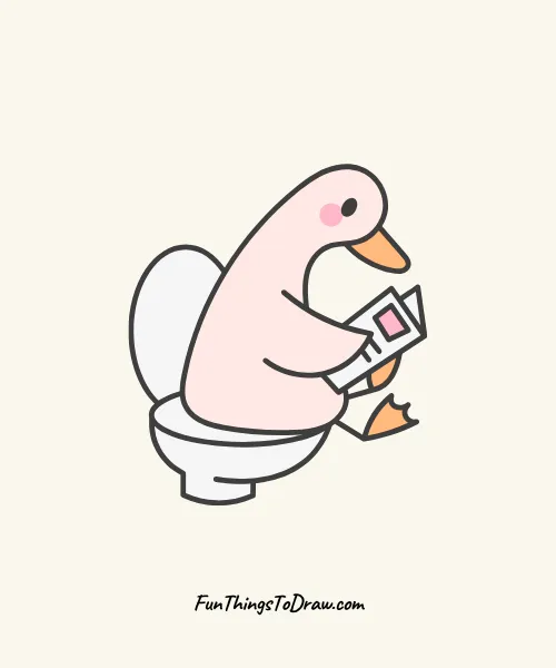 Duck Reading on Toilet Drawing