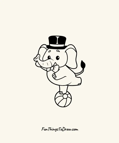 Elephant Balancing on a Ball Drawing