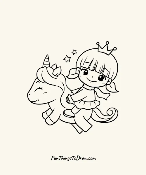 Girl Riding a Unicorn Drawing