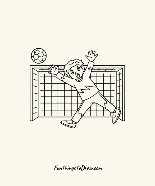 Goalkeeper saving ball drawing