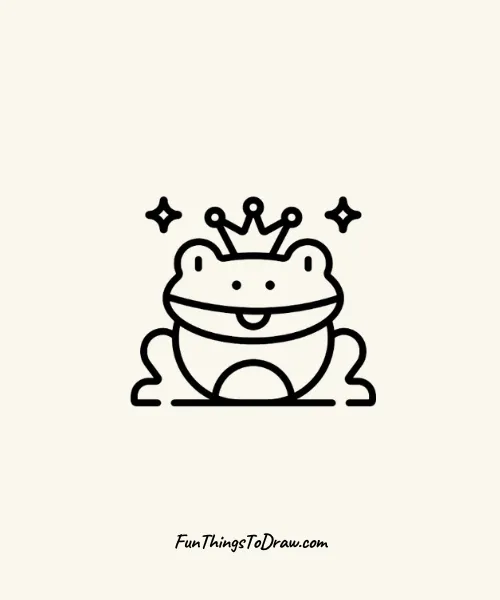 Happy Frog Wearing Crown Drawing