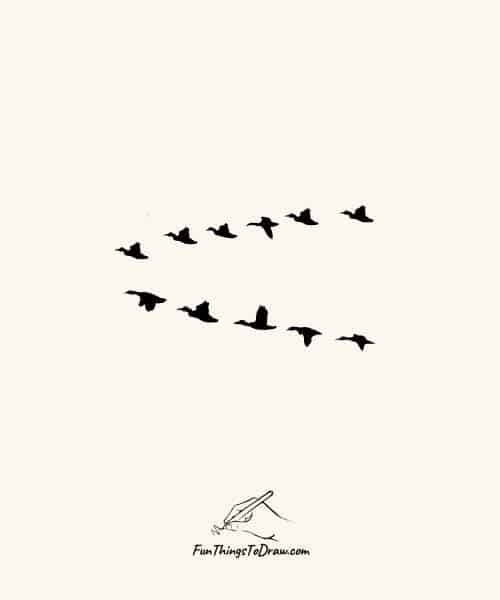 Migrating birds in V-formation