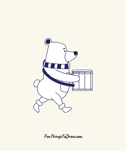 Polar Bear Carrying a Drum Drawing