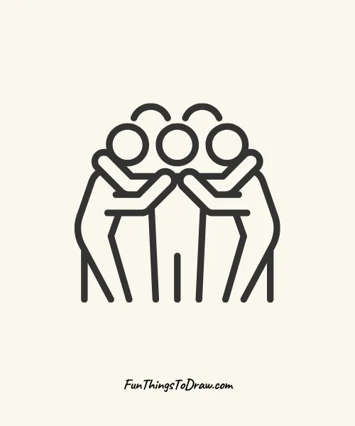 Team huddle drawing