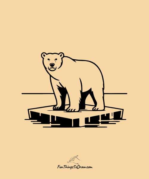Drawing of Polar bear on ice